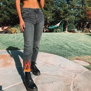 custom flame free people jeans